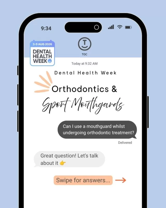 Playing sport while wearing braces or aligners? For Dental Health Week, Transform Orthodontic Care is answering your most common questions about protecting your smile on the field. Swipe through to learn why a mouldable mouthguard is essential during orthodontic treatment and how to choose and care for one. Ready to protect your smile? Click the link in our bio to chat with the TOC team.#DentalHealthWeek #TransformOrthodonticCare #SportMouthguard #Orthodontics #Braces #Invisalign #AdelaideOrthodontist #StPetersOrthodontist #WestLakesOrthodontist #ModburyOrthodontist