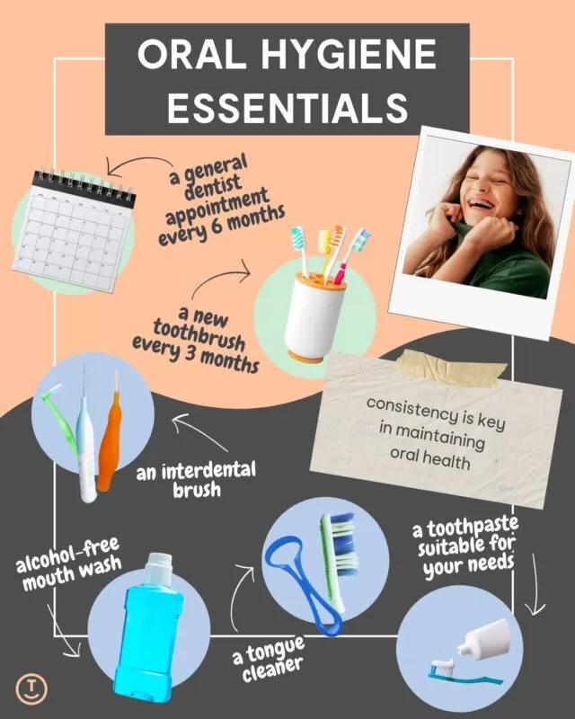 A consistent daily routine plays an important role in maintaining oral health!Here are a few everyday essentials to keep in mind ð­Small habits can make a big difference over time. If you’re unsure what’s best for you, your dental professional can help guide you#OralHygiene #DentalHealth #HealthySmile
